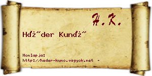 Héder Kunó névjegykártya